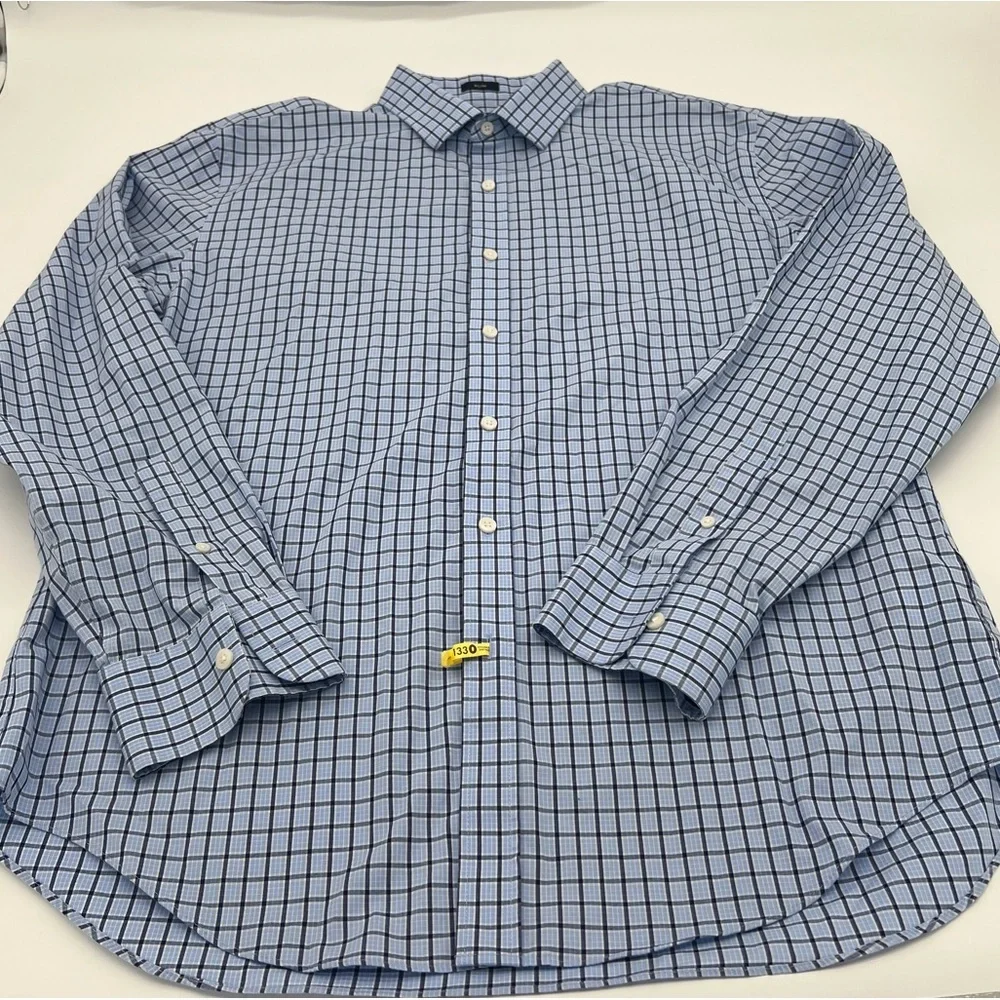 J.Crew Men’s XL Slim‎ Flex Wrinkle-Free Shirt – Blue Grid Plaid Button Down